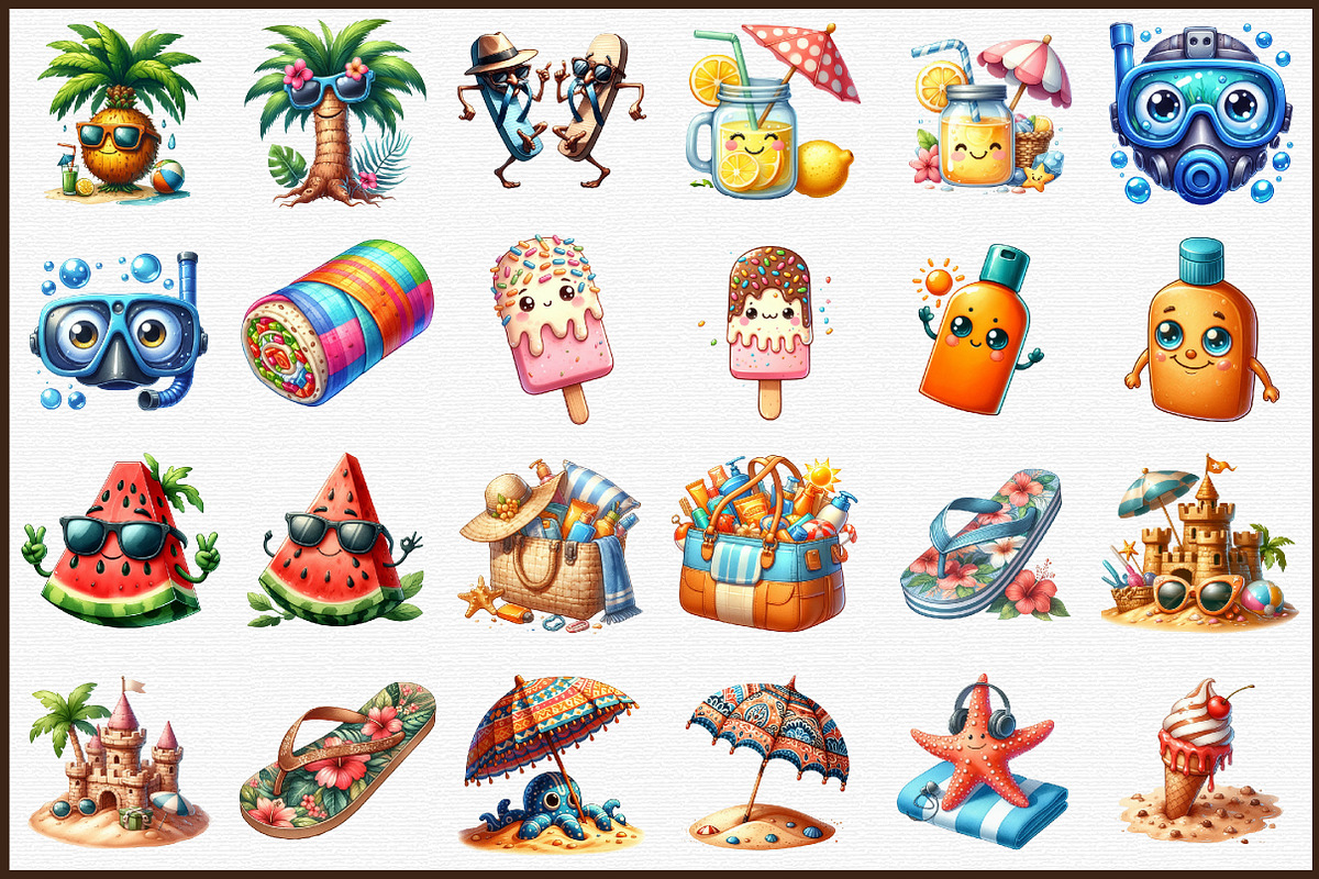 Quirky Summer Beach Day Clipart, an Illustration by Sublimation Artist (Photo 3 of 6)