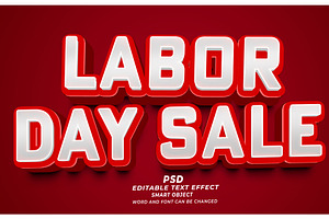 Labor Day Sale PSD 3d Editable Text