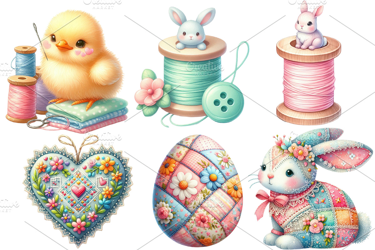 Spring & Easter Sewing Clipart, an Illustration by Watercolor design (Photo 4 of 4)