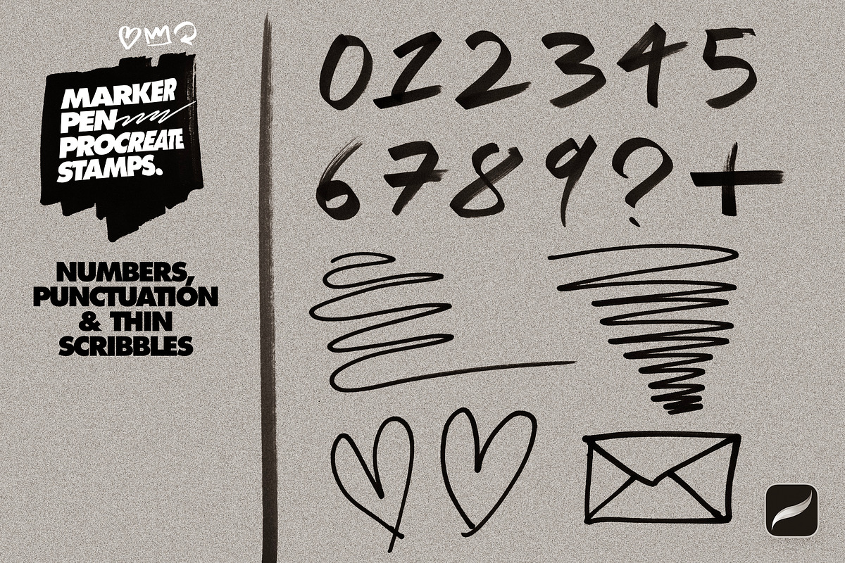 Marker Pen Procreate Stamp Brushes, a Brush Add-On by Layerform Design Co.