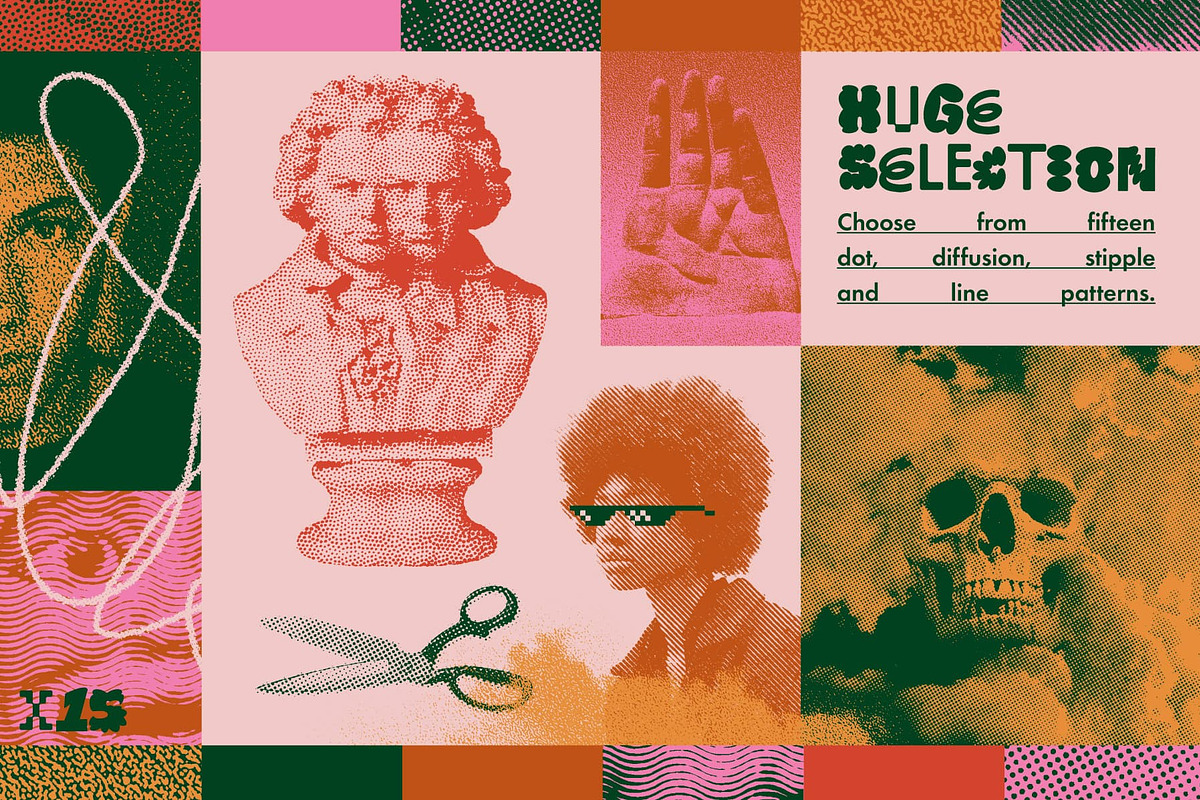 Halftone Zine Machine for Procreate, a Brush Add-On by True Grit Texture Supply (Photo 2 of 10)