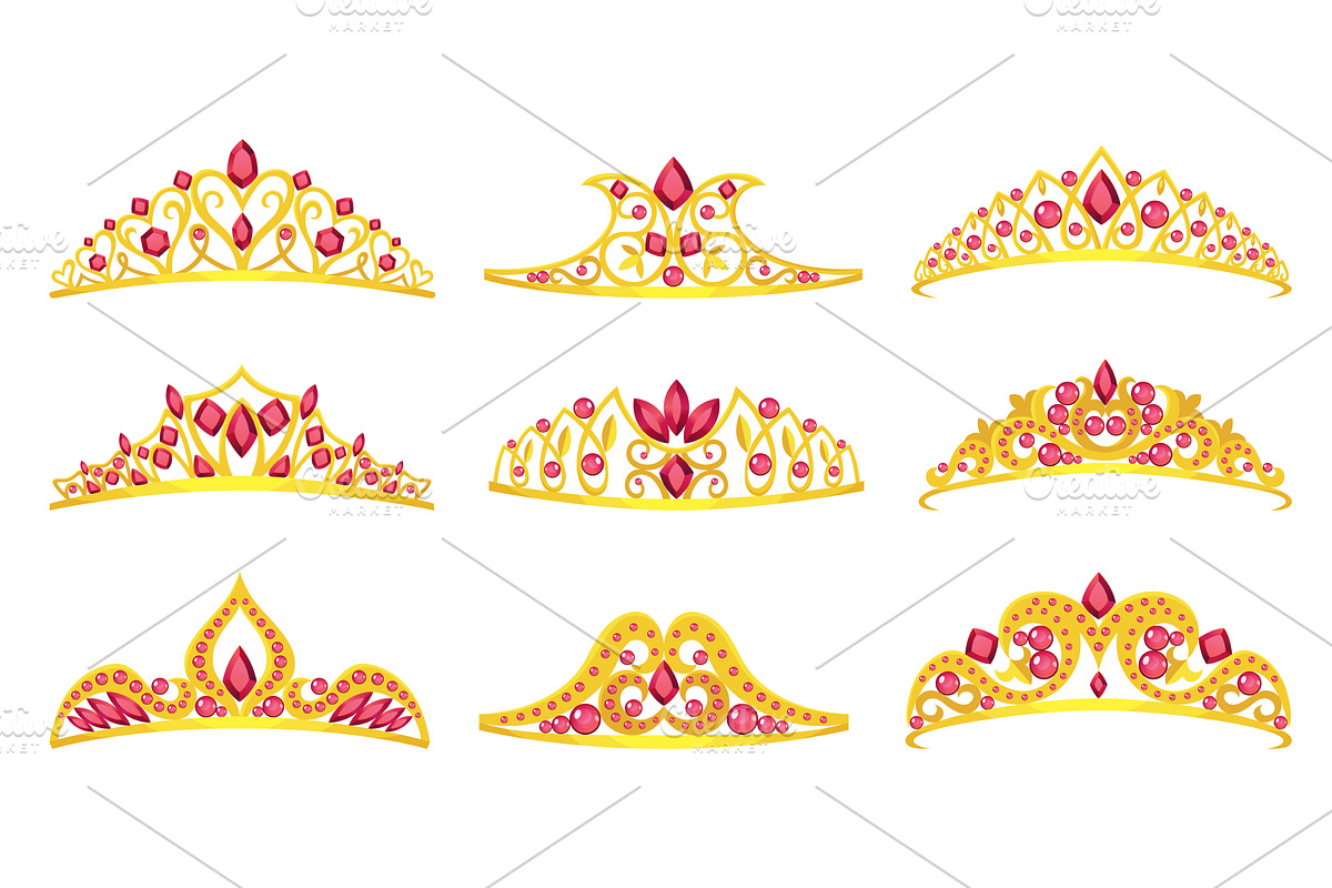 Princess crowns tiara icon set, an Object Illustration by the8monkey