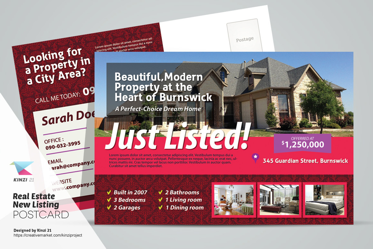 Real Estate New Listing Postcard, a Card Template by kinzi21