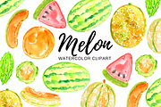 Watercolor melon fruit clipart, a Food Illustration by Writelovely (Thumbnail 1 of 2)