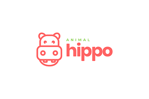 head little hippo cute logo, a Branding & Logo Template by devastd