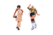 Happy people on roller skates set, a Person Illustration by PaperTrident (Thumbnail 10 of 15)
