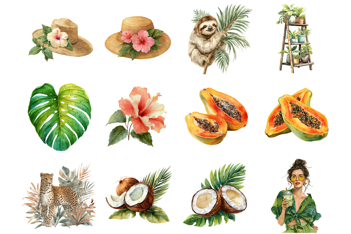 Tropical Summer Clipart, an Illustration by DreamArtGraphic (Photo 4 of 4)