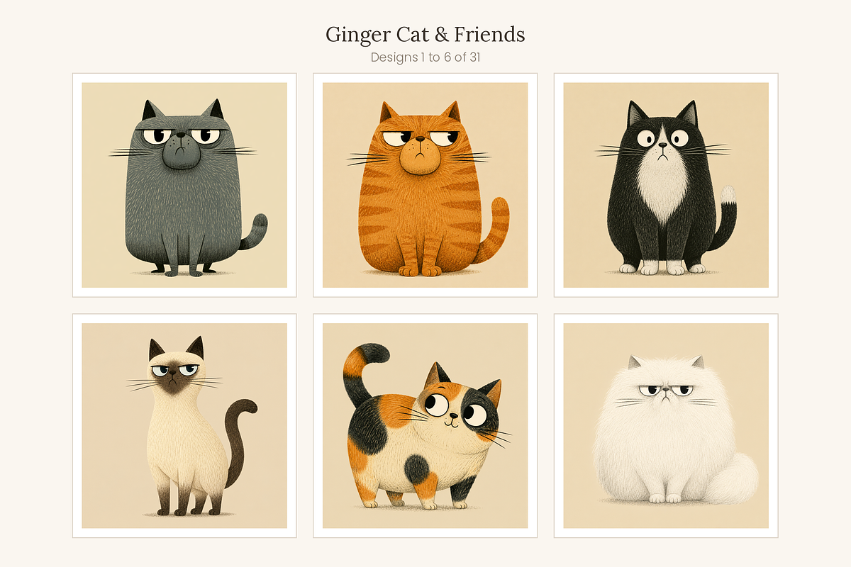 Ginger Cat & Friends Clip Art, an Animal Illustration by LanternkinStudio (Photo 6 of 15)