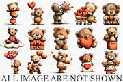 Whimsical Valentine Bear Clipart, an Illustration by Canvas Craft (Thumbnail 3 of 6)