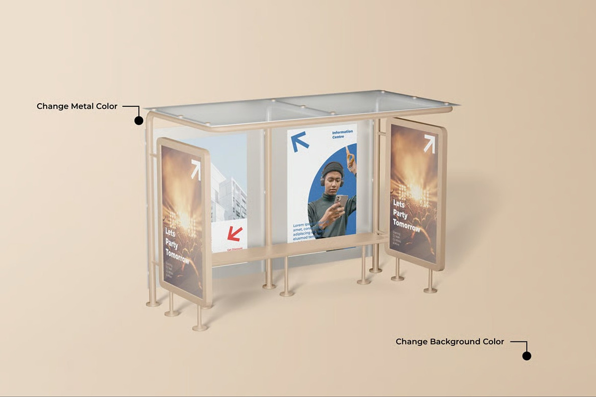 Bus Stop Billboard Mockup, an Advertising Mockup by Se٧enStudio (Photo 3 of 6)