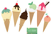 Yumm yumm vector ice cream set, a Food Illustration by Cheeba Ribba Designs (Thumbnail 1 of 2)