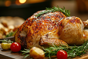 Whole roasted chicken with rosemary, a Food & Drink Photo by MistyDay