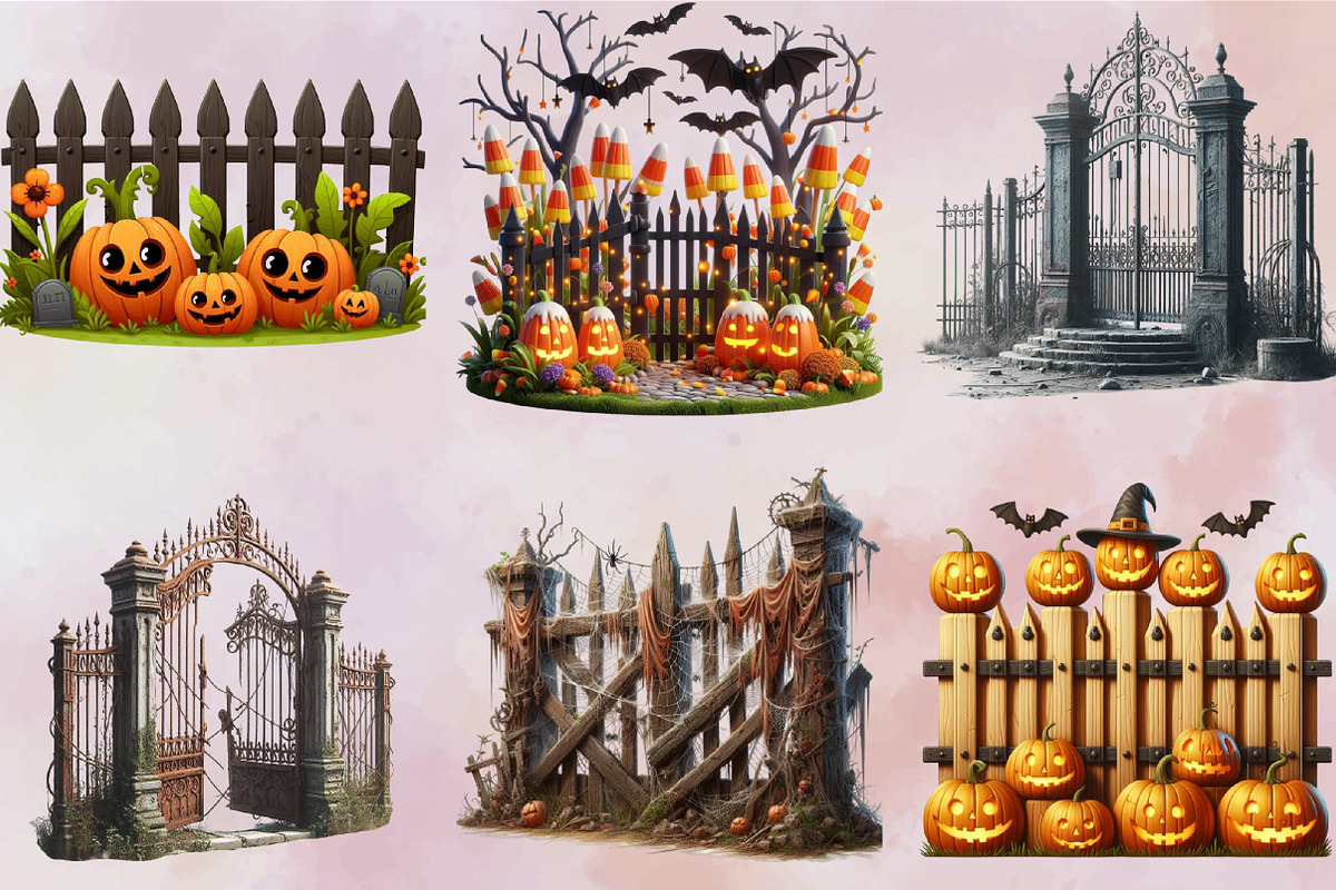 Watercolor Halloween Fence Sublimati, an Illustration by SVGArt (Photo 4 of 8)