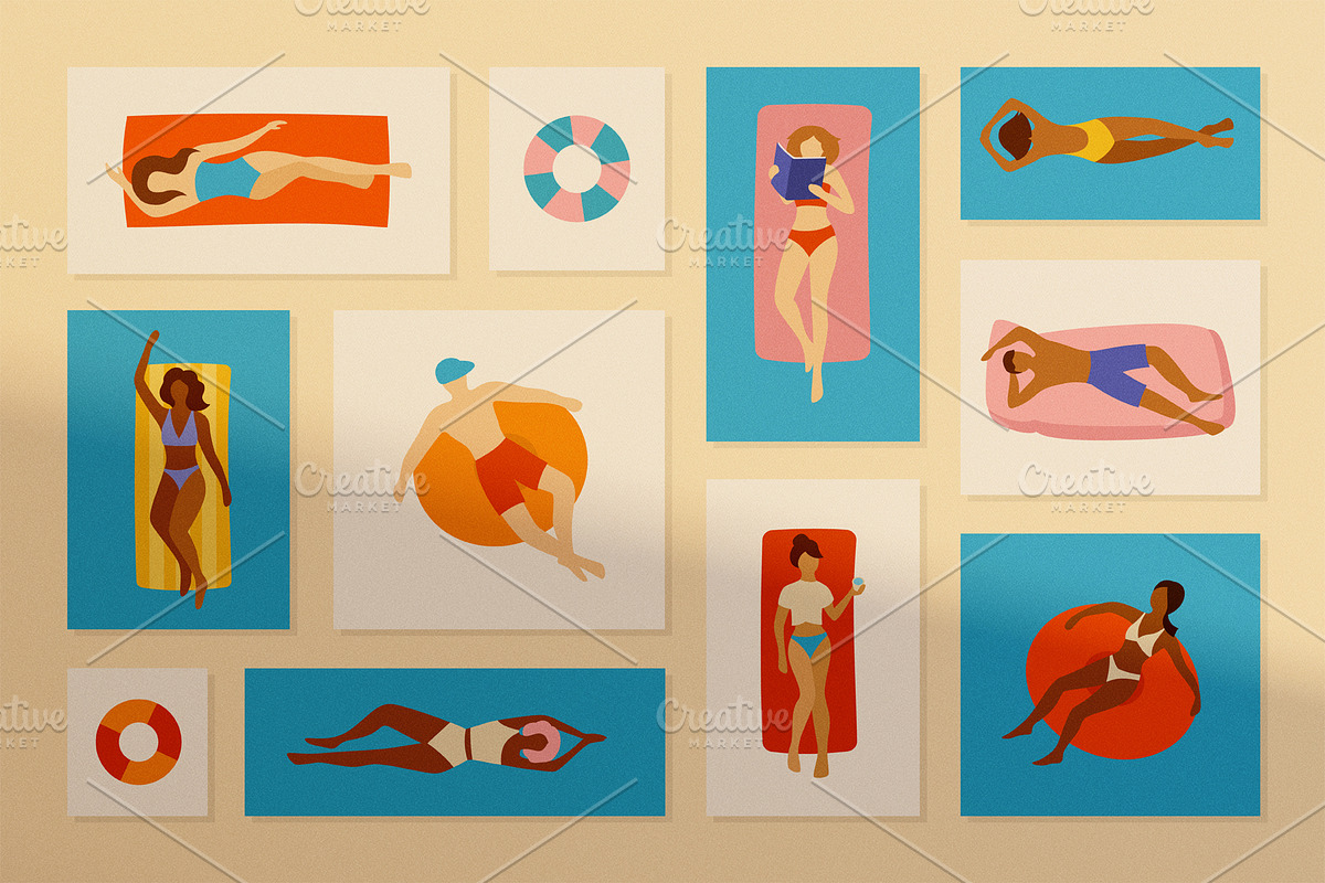People relaxing on the beach, a Person Illustration by Neliakott ♥ (Photo 5 of 11)