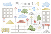 Construction Trucks watercolor set, a Transportation Illustration by Alisles (Thumbnail 3 of 16)