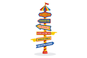 Circus signpost. Amusement park sign, an Object Illustration by Stock-Smart-Start