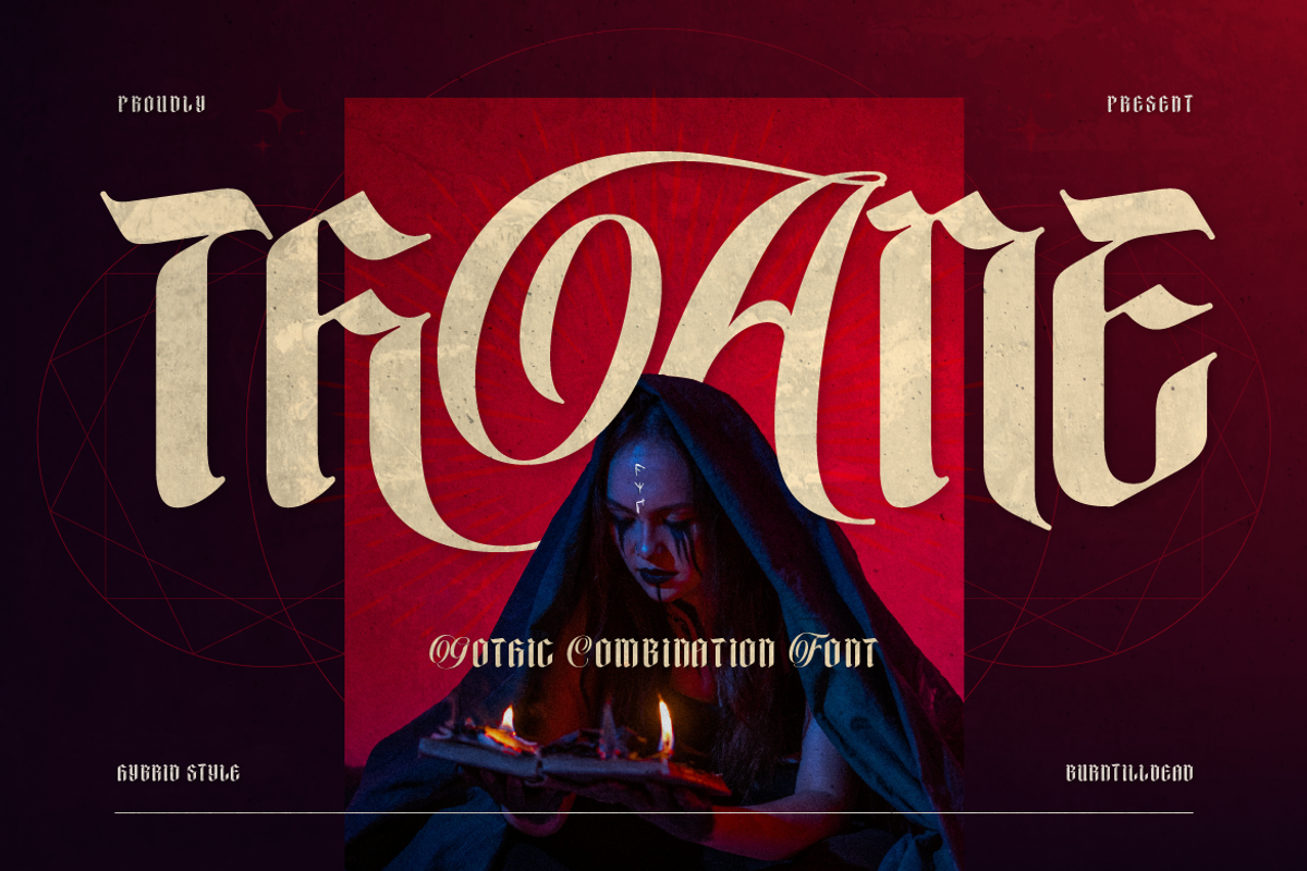 Thane - Gothic Hybrid Style, a Blackletter Font by Burntilldead (Photo 1 of 12)