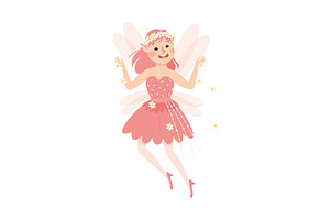 Cute Girl Fairy With Pink Hair