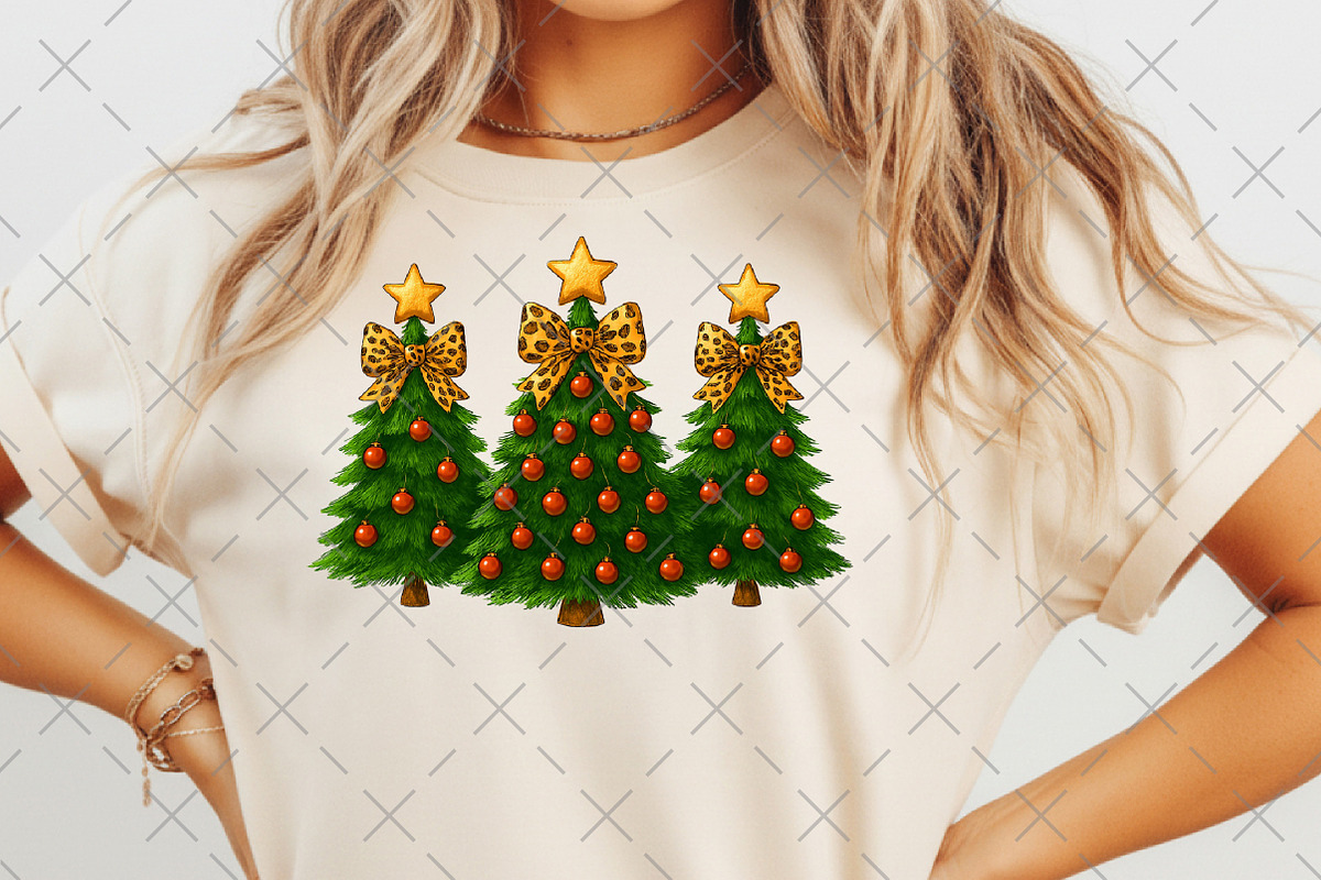 Coquette Christmas Trees Leopard Bow, an Illustration by Craft Nest (Photo 3 of 6)