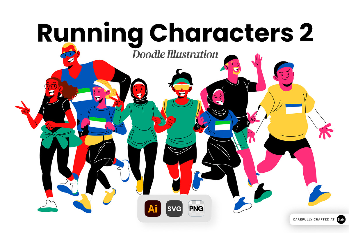 Running Characters 2 Illustration, a Sport Illustration by SLAB! Design (Photo 1 of 3)