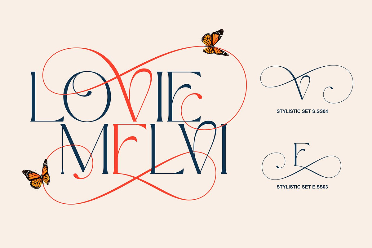 Lovie - Elegant Glyphs Serif, a Serif Font by Luna Shop (Photo 6 of 7)