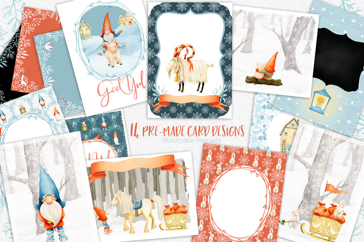 Christmas Gnomes Watercolor Winter, a Decorative Illustration by Watercolor Nomads (Photo 11 of 13)