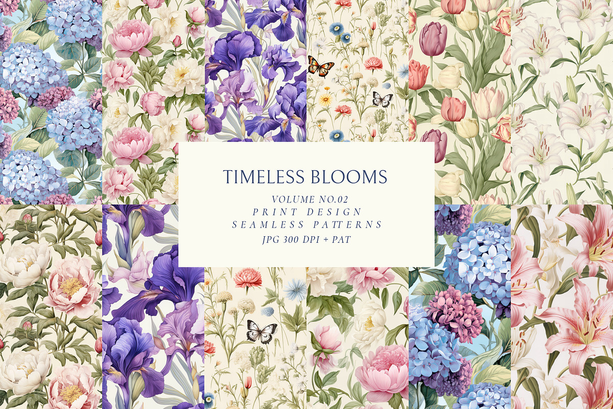 Vintage Botanicals Floral Patterns, a Pattern Graphic by Olya Creative (Photo 1 of 18)
