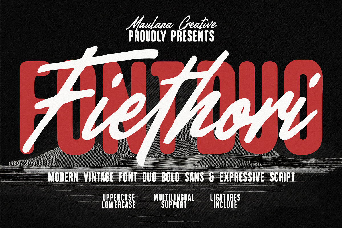 Fiethori Duo Sans Expressive Script, a Script Font by Maulana Creative (Photo 1 of 6)