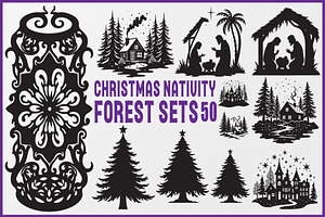 Christmas Nativity & Forest vector, an Object Graphic by yasushie
