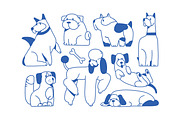 Funny doodle dogs, line art set, an Animal Illustration by PaperTrident (Thumbnail 2 of 4)