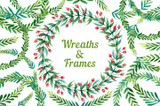 Watercolor wreaths and frames, an Illustration by Evgeniia Zagreeva (Thumbnail 1 of 3)