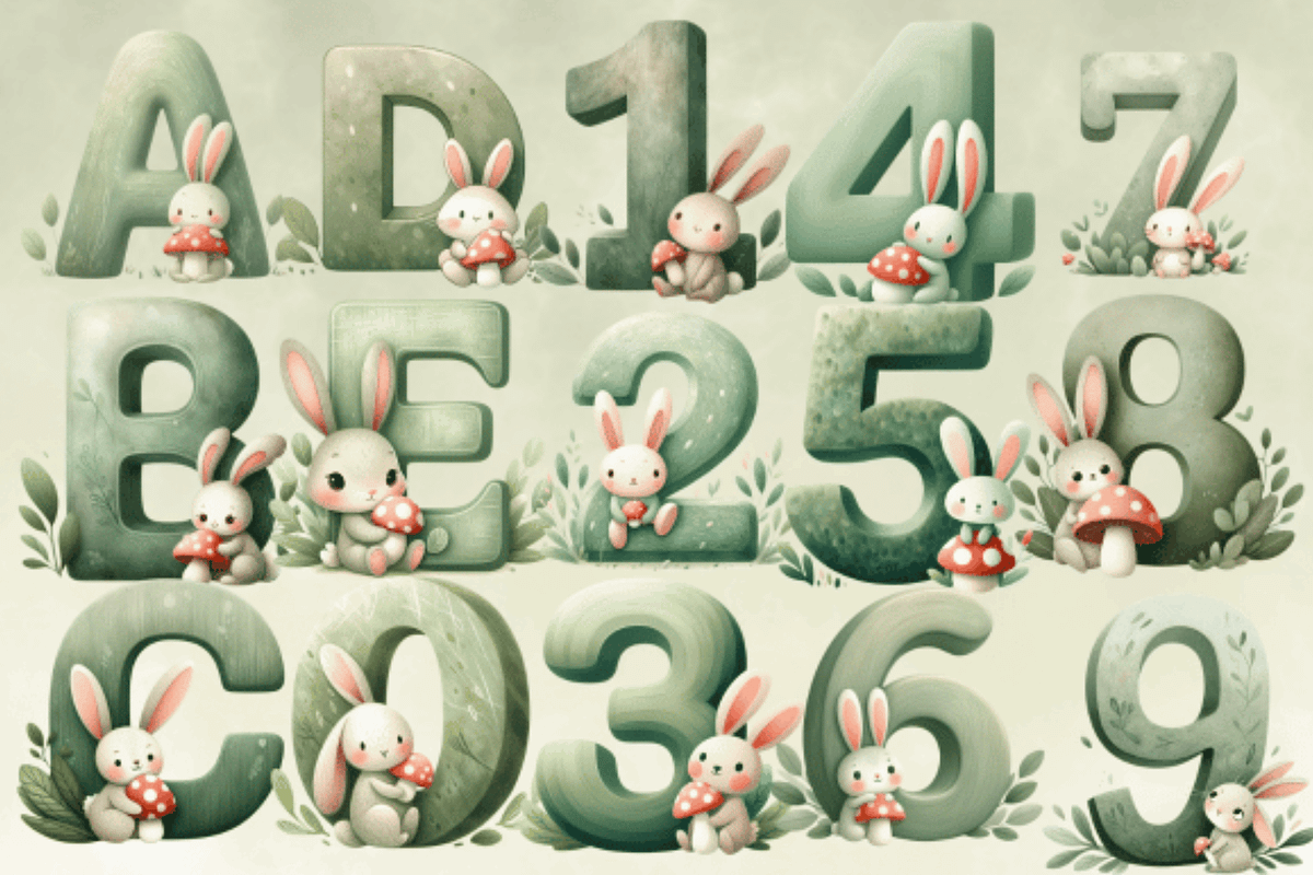 Cute Rabbit Alphabet Sublimation PNG, a Decorative Illustration by Dizzy Art Studio (Photo 2 of 2)