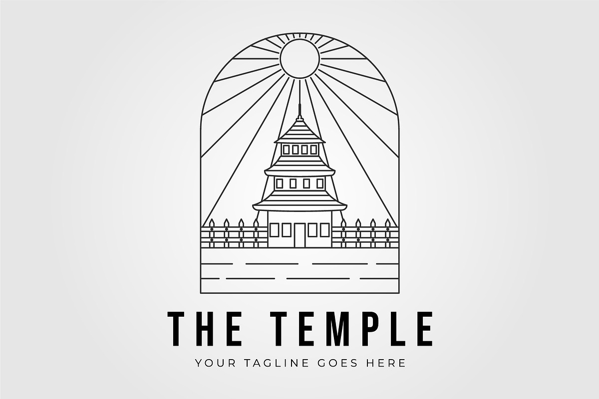 pagoda temple line art logo., a Graphic by Rizkaarishandy_shop