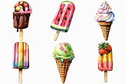 Watercolor Ice Cream Clipart, an Illustration by Libby Wishes (Thumbnail 7 of 7)