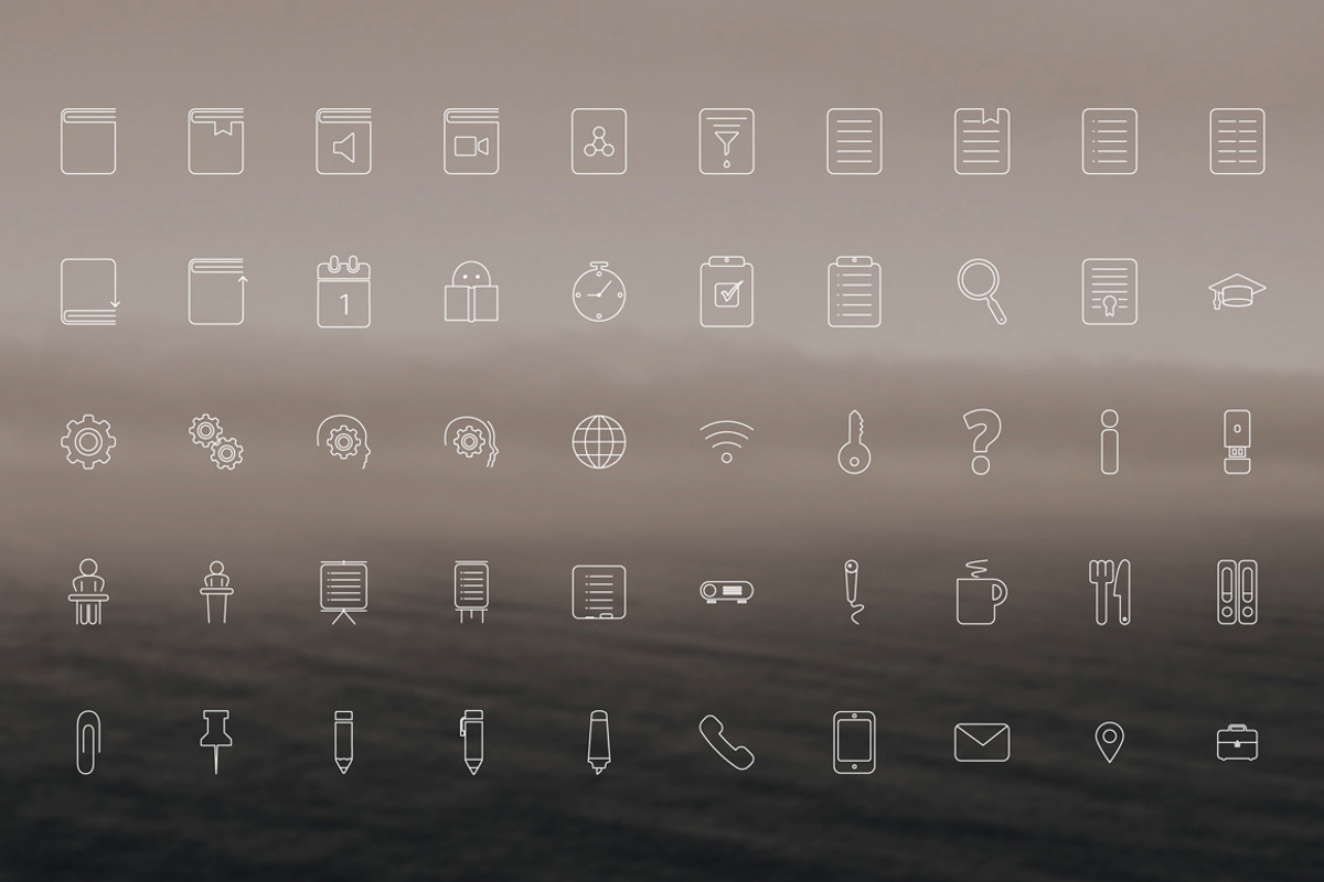 50 Minimal Education Vector Icons, an Icon by Inconcept Media Arsenal (Photo 1 of 4)