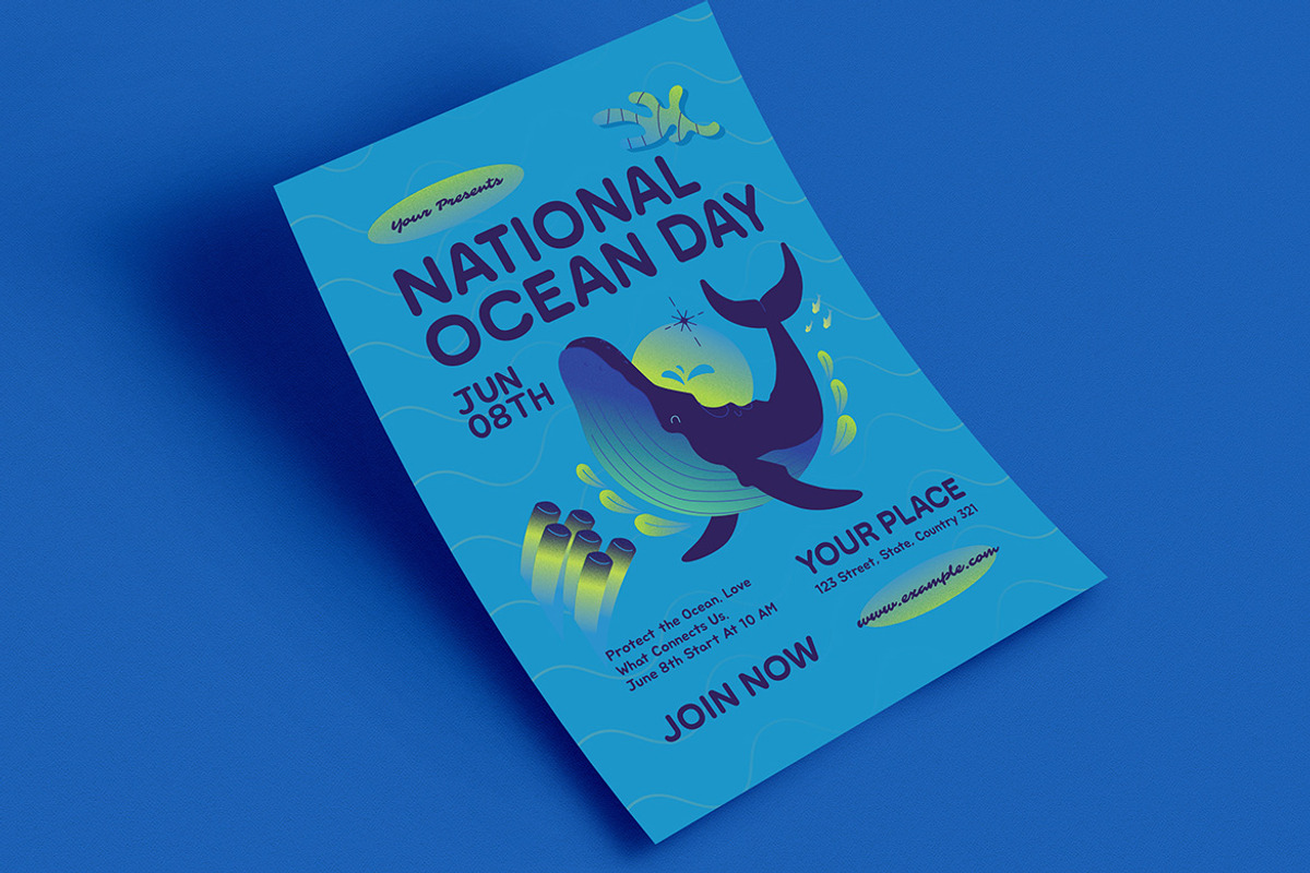 Blue illustrative Ocean Day Flyer, a Flyer Template by VectorVactory (Photo 3 of 3)