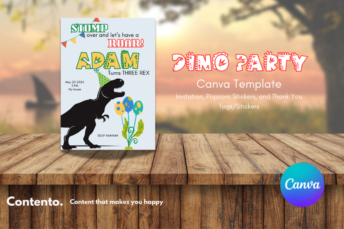 Dino Birthday Canva Template, an Invitation Template by Contento BH (Photo 1 of 2)