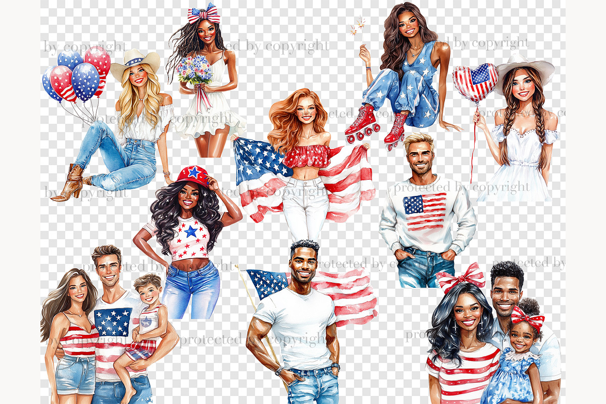 4th of July Clip Art Patriotic, a Person Illustration by GlamArtZhanna (Photo 8 of 8)