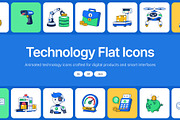 Animated Technology Flat Icons, a Duotone Icon by Brickclay (Thumbnail 1 of 3)