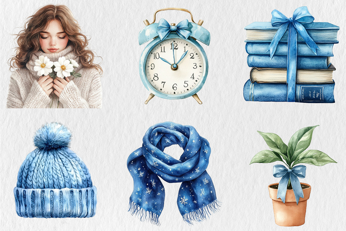 Watercolor Winter Planner Clipart, a Seasonal Illustration by Rose Art (Photo 3 of 4)