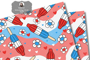 Patriotic Popsicle Seamless Pattern