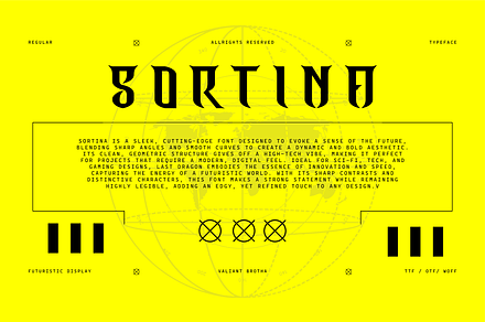 VB Sortina - Futuristic Display Font, a Font by Valiantbrotha