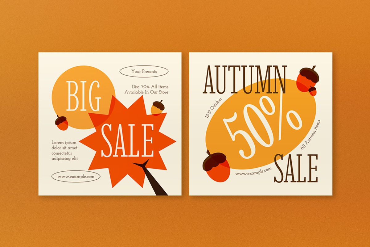 Orange Hand Drawn Autumn Sale Banner, an UI Kit Template by graphicook (Photo 4 of 5)