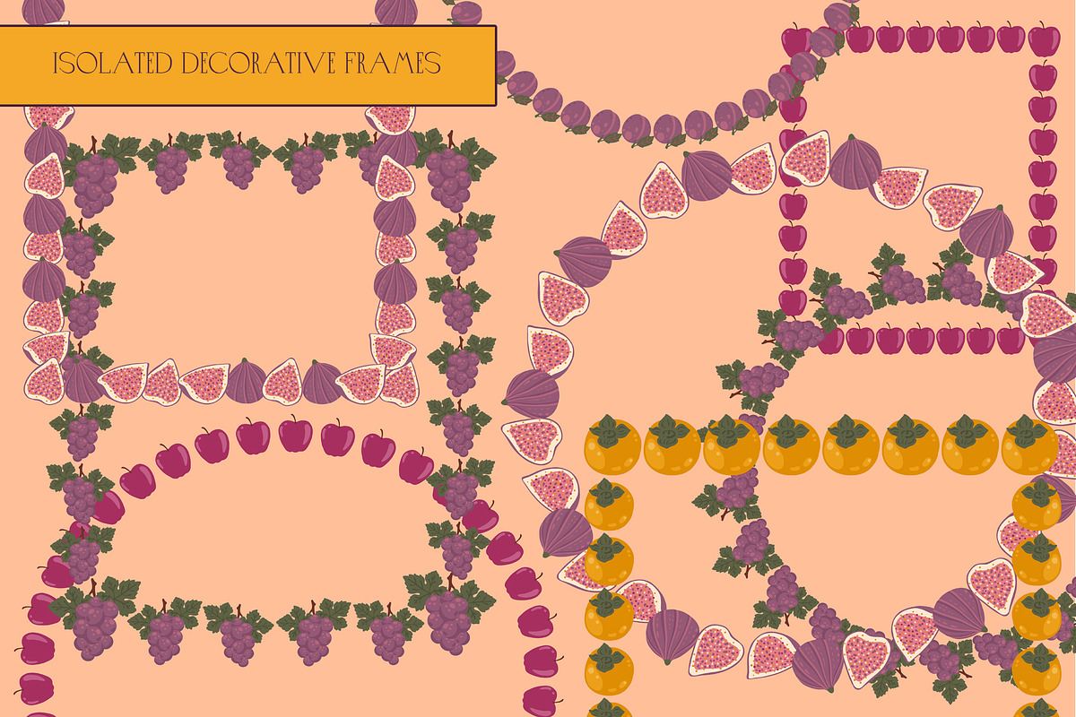 Botanical fruit clipart & frames, a Food Illustration by Carpet Tapete Pretzel (Photo 4 of 11)