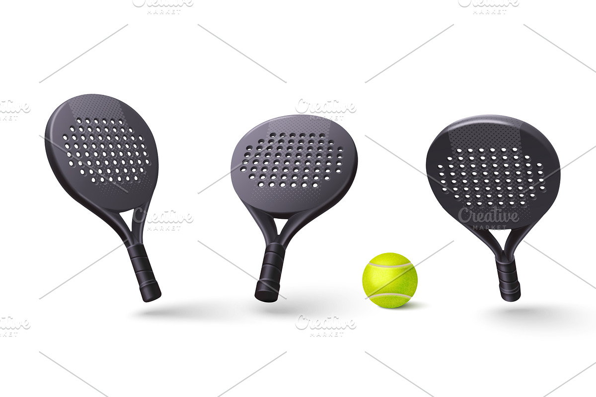 Padel racket with yellow ball, a Sport Illustration by art PVP - market