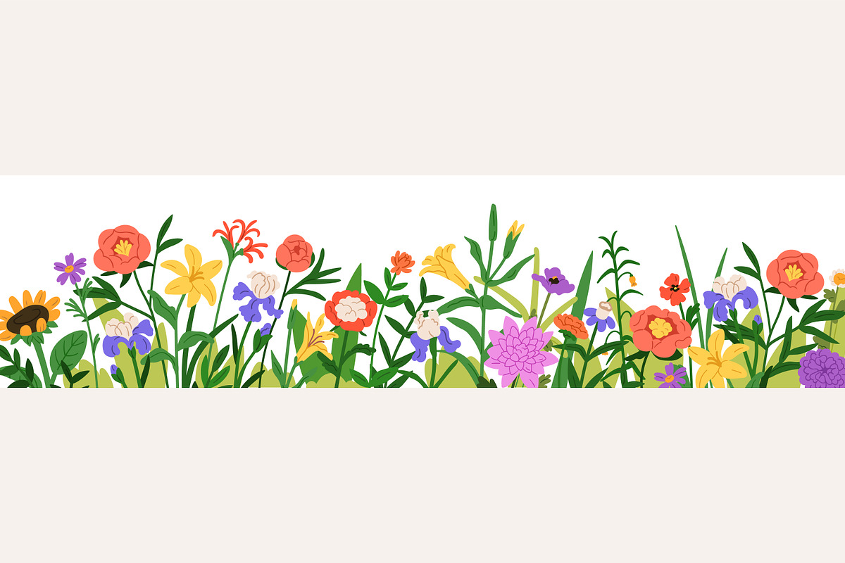 Garden flowers decor. Floral borders, a Decorative Illustration by Good Studio (Photo 3 of 3)