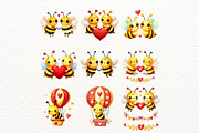 Valentine Bee Clipart Set, a Seasonal Illustration by Nicolle's Colorful Art (Thumbnail 2 of 5)