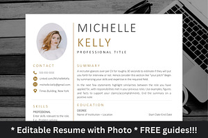 Resume/CV with Photo for MS Word, a Resume Template by The Career Lab