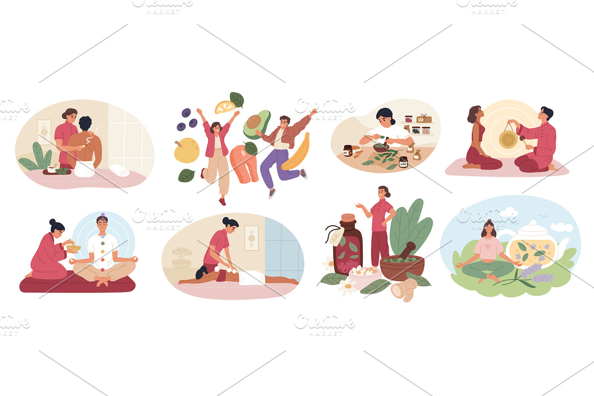 Alternative medicine. People, an Object Illustration by YummyBuum