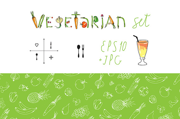 Vegetarian set+seamless patterns preview 4